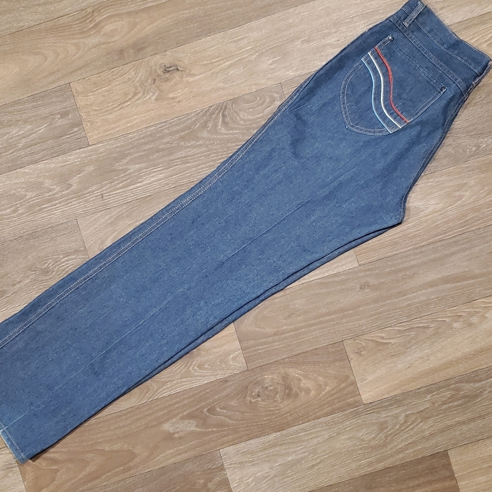 Van Cort Vintage Crease High Waist Jeans 70s 80s Wide Leg | Pocket Pattern Pant